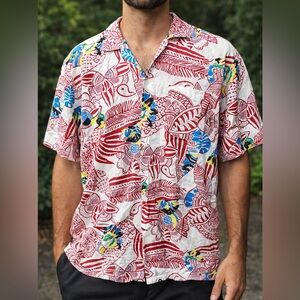 Givenchy Vintage Hawaiian Shirt Short Sleeve Men’s XL Tribal Print Abstract